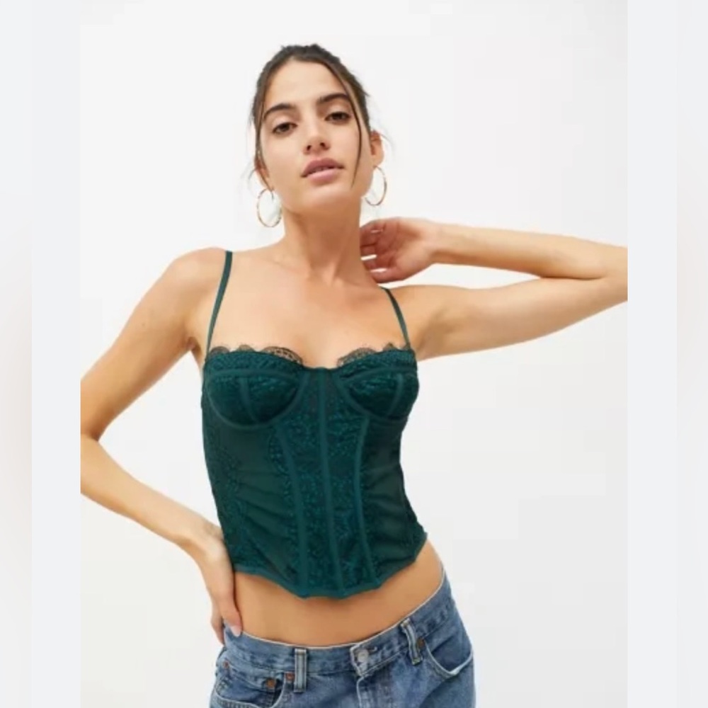 Green modern love corset